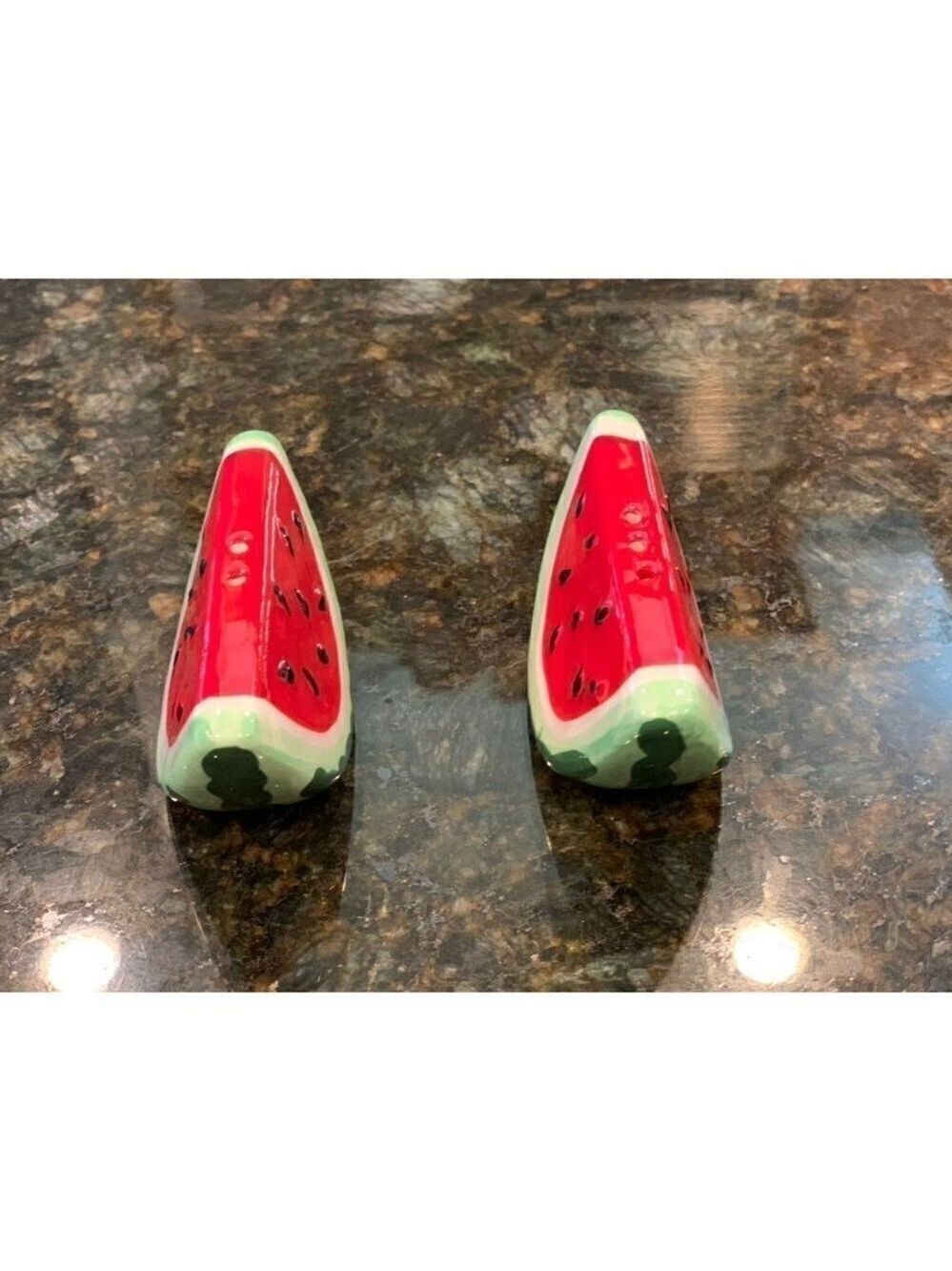 Watermelon Salt & Pepper Shakers Ceramic Home Decor New Tiered Tray Decor - Picture 6 of 8